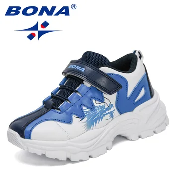 BONA 2022 Нови Дизайнерски Модни Маратонки За тийнейджъри Детски Спортни Обувки За момичета Тенис Детска Модел Обувки За момчета Училищни Спортни Обувки Мека