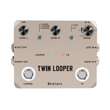 Keytars LTL-02 Twin Looper Педала за Обновяване на Педала на Петлителя за електрическа китара за 10 Мин Цикъл Неограничена функция undo / redo 11 Вида