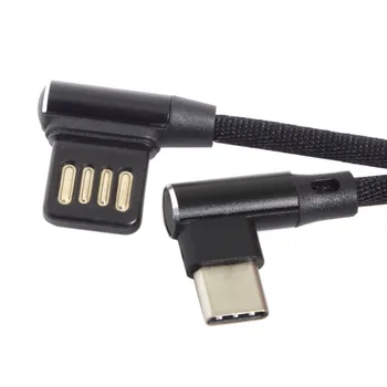 Xiwai Type-C USB-C 3.1-USB 2.0 Ляв Десен Ъгъл на Кабел за предаване на данни на 90 градуса с найлон оплеткой за таблет и телефон 15 см