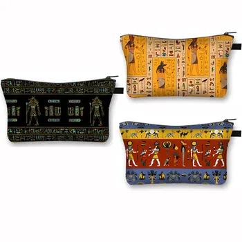 Африканска Класическа Картина На Жена Египетски Йероглифи, Символи Модел Косметичка Женски Козметични Чанти Сладко Чанта За Съхранение Подарък