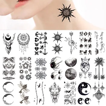 Водоустойчив Временни Татуировки Етикети за Жени Пълно Преобразяване на Тялото Букви, Символи на Слънцето Етикети Флаш Фалшива Татуировка на Мъже, Жени