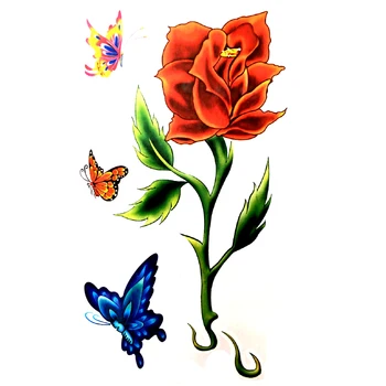 Красотата на много Цветя Рози Водоустойчив Временни Татуировки за мъже пеперуда флаш татуировка ръкав harajuku татуировка къна боди-арт стикер