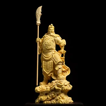 Кръжок По самшиту Статуя на Бог на Богатството Гуаньюй Занаяти Скулптура На Гонг Автомобил Украса на Буда Начало Декор